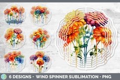 Bundle of six Watercolor Rainbow Wind Spinner designs.