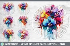 Bundle of six Watercolor Rainbow Wind Spinner designs.