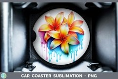 GorgeousWatercolor Rainbow Car Coaster design.