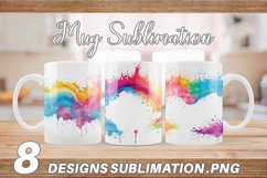 Watercolor Rainbow Splash Mug sublimation design Product Image 1