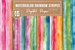Watercolor Rainbow Stripes Digital Paper Bundle Product Image 1