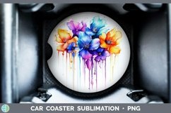 GorgeousWatercolor Rainbow Car Coaster design.