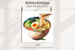 Watercolor Ramen Korean Food Asian Noodles Clipart PNG Transparent Print for invitation t-shirt designs sublimation designs tumbler kids printable