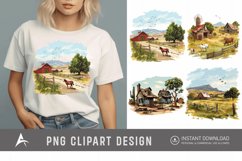 Watercolor Ranch Clipart Product Image 1