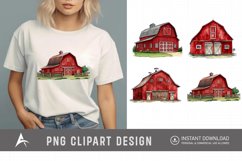Watercolor Red Barn Clipart Product Image 1