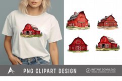 Watercolor Red Barn Clipart Product Image 1
