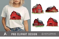 Watercolor Red Barn Clipart Product Image 1