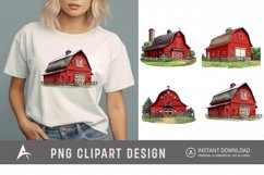 Watercolor Red Barn Clipart Product Image 1