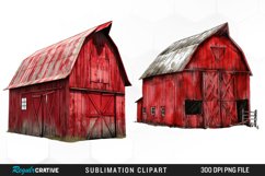 Watercolor Red Barn Graphics Clipart Product Image 1