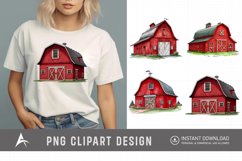 Watercolor Red Barn Clipart Product Image 1