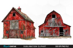 Watercolor Red Barn Graphics Clipart Product Image 1