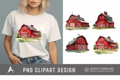 Watercolor Red Barn Clipart Product Image 1