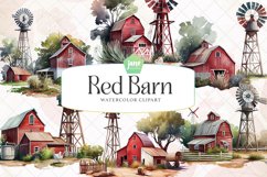 Red Barn Watercolor Sublimation Product Image 1