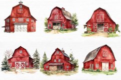 Red Barn Watercolor Sublimation clipart Product Image 7