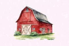 Red Barn Watercolor Sublimation clipart Product Image 6