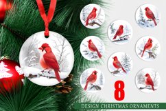 Christmas Ornaments Watercolor Red Cardinal Bird Product Image 1