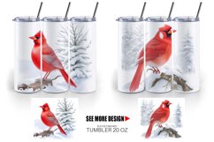 Watercolor Red Cardinal Bird | Tumbler Sublimation Wrap Product Image 2