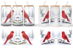 Watercolor Red Cardinal Bird Glass Can Wraps Product Image 3