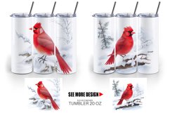 Watercolor Red Cardinal Bird | Tumbler Sublimation Wrap Product Image 3