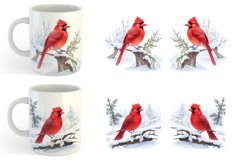 Watercolor Red Cardinal Bird | Mug sublimation design Product Image 3