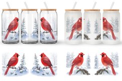 Watercolor Red Cardinal Bird Glass Can Wraps Product Image 4