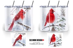 Watercolor Red Cardinal Bird | Tumbler Sublimation Wrap Product Image 4
