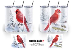 Watercolor Red Cardinal Bird | Tumbler Sublimation Wrap Product Image 5