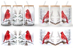 Watercolor Red Cardinal Bird Glass Can Wraps Product Image 5