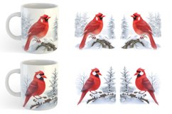 Watercolor Red Cardinal Bird | Mug sublimation design Product Image 4