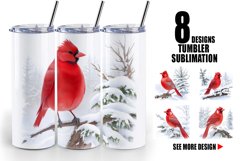 Watercolor Red Cardinal Bird | Tumbler Sublimation Wrap Product Image 1