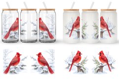 Watercolor Red Cardinal Bird Glass Can Wraps Product Image 6