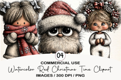 Watercolor Red Christmas Time Clipart Product Image 1