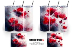 Watercolor Red Flowers Tumbler Sublimation Wrap Product Image 3