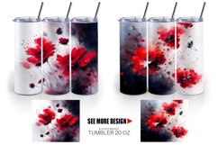 Watercolor Red Flowers Tumbler Sublimation Wrap Product Image 5