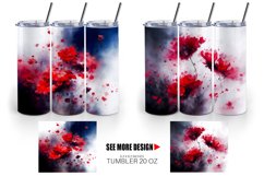 Watercolor Red Flowers Tumbler Sublimation Wrap Product Image 6