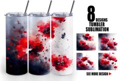Watercolor Red Flowers Tumbler Sublimation Wrap Product Image 1
