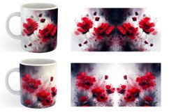 Watercolor Red Flowers Mug sublimation design Product Image 5