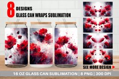 Glass Can Wraps Watercolor Red Flowers Product Image 1