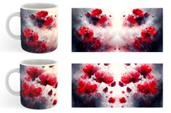 Watercolor Red Flowers Mug sublimation design Product Image 6