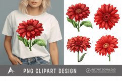 Watercolor Red Gerbera Daisy Flowers Clipart Product Image 1