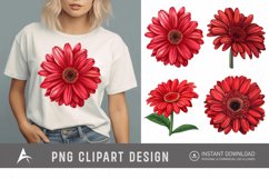 Watercolor Red Gerbera Daisy Flowers Clipart Product Image 1