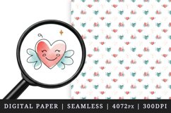 Watercolor red hearts wings sparkles white background Valentines Day love print textile digital paper seamless pattern printable sublimation design png