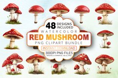 Watercolor Red Mushroom Clipart Bundle Product Image 1