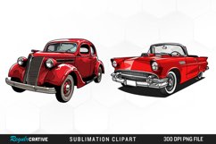 Watercolor Red Retro Car Illustration Clipart Product Image 1