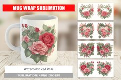 Mug sublimation design Watercolor Red Rose Product Image 1