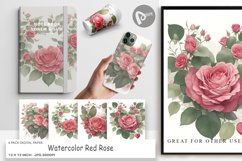 Digital Paper Watercolor Red Rose Product Image 1