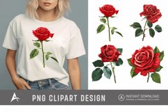 Watercolor Red Rose Clipart Product Image 1