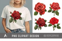 Watercolor Red Rose Clipart Product Image 1