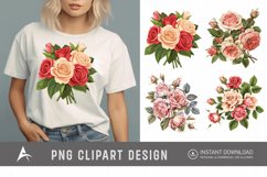 Watercolor Red Rose Bouquet Clipart Product Image 1