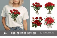 Watercolor Red Rose Bouquet Clipart Product Image 1